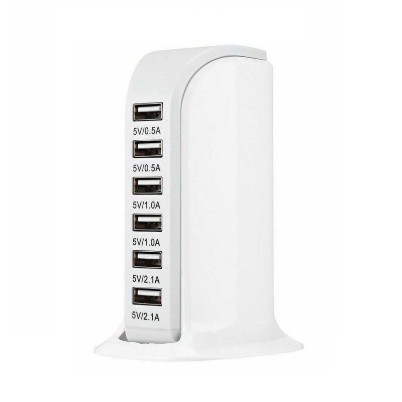 Станция за зареждане на телефон с 6 USB порта, Gonga® White - eMAG.bg