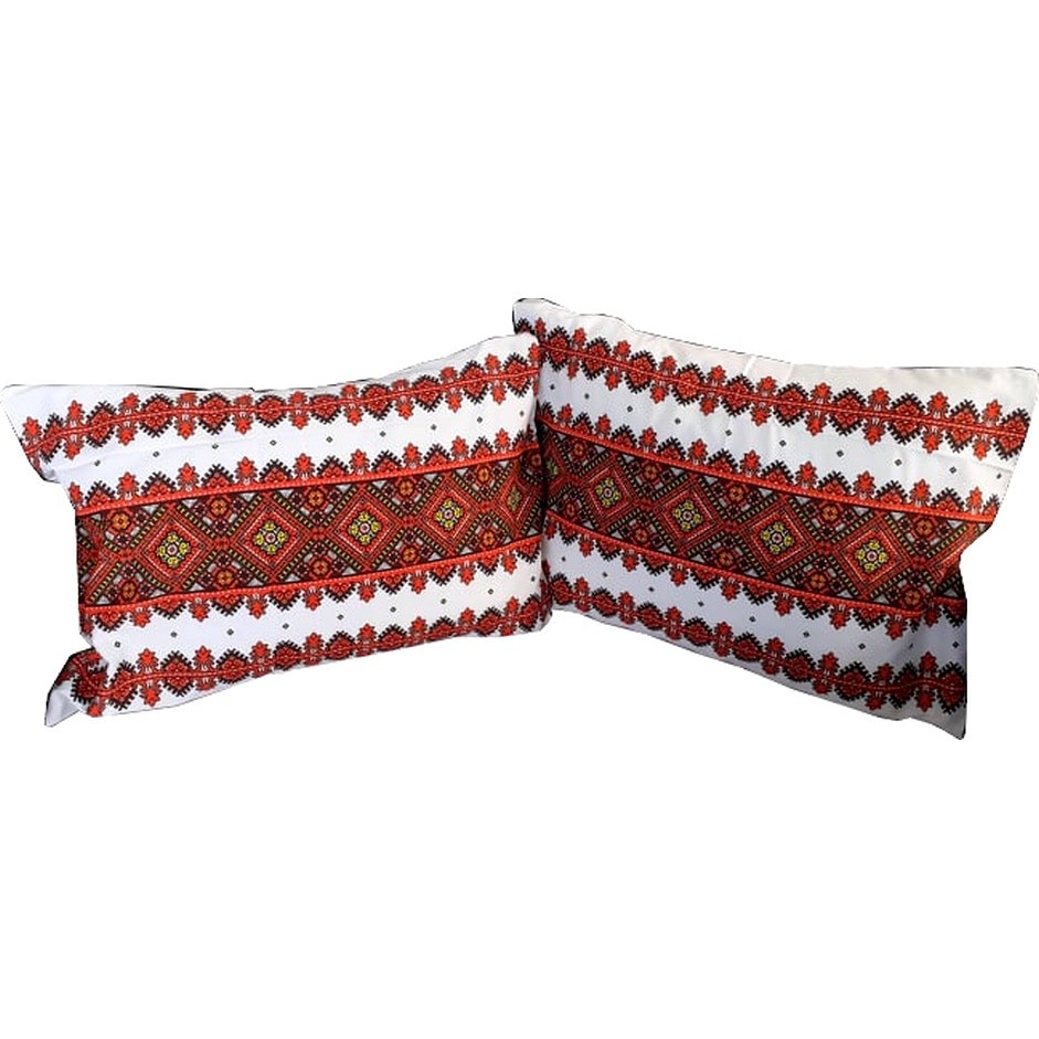 Set 2 fete de perna cu motive traditionale Casa Gino®, din bumbac 100%, dimensiune 48X65 centimetri, model Traditional cu Rosu