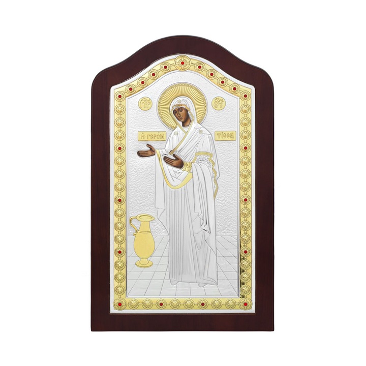 Icoana argintata - Maica Domnului Gerontissa - 23x28cm