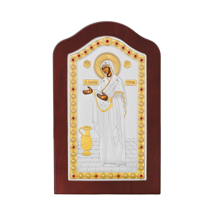 Icoana argintata - Maica Domnului Gerontissa - 17x27cm