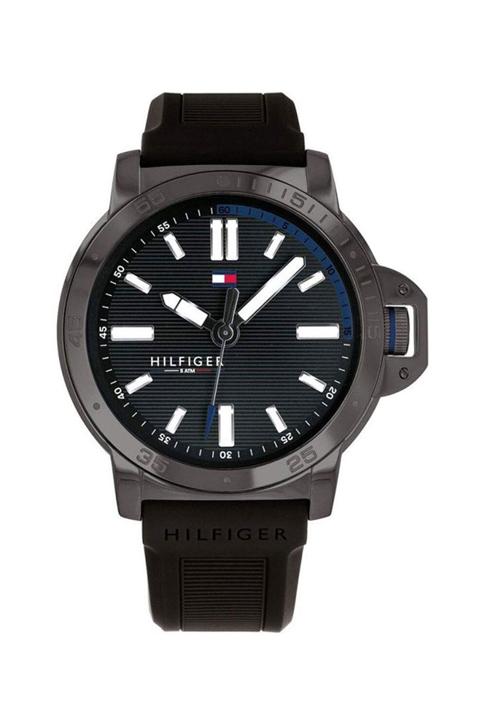 Tommy Hilfiger, Ceas quartz cu o curea de silicon, Negru/Gri hematit