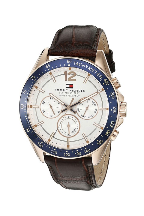 Tommy Hilfiger, Chrono karóra bőrszíjjal, Aranyszín/Barna