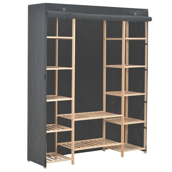 Гардероб vidaXL, сив, 135х40х170 см, текстил