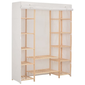 Dulap tip sifonier compartimentat, vidaXL, Alb, Tapiterie textila si cadru lemn, 135 x 40 x 170 cm Dulap tip sifonier compartimentat, vidaXL, Alb, Tapiterie textila si cadru lemn, 135 x 40 x 170 cm
