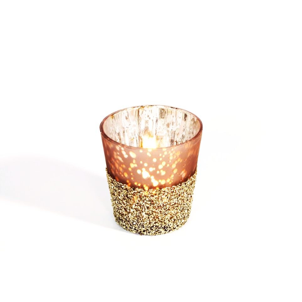 Suport lumanare, Brauns-Heitmann, forma pahar, culoare argintiu/maro, 7 cm