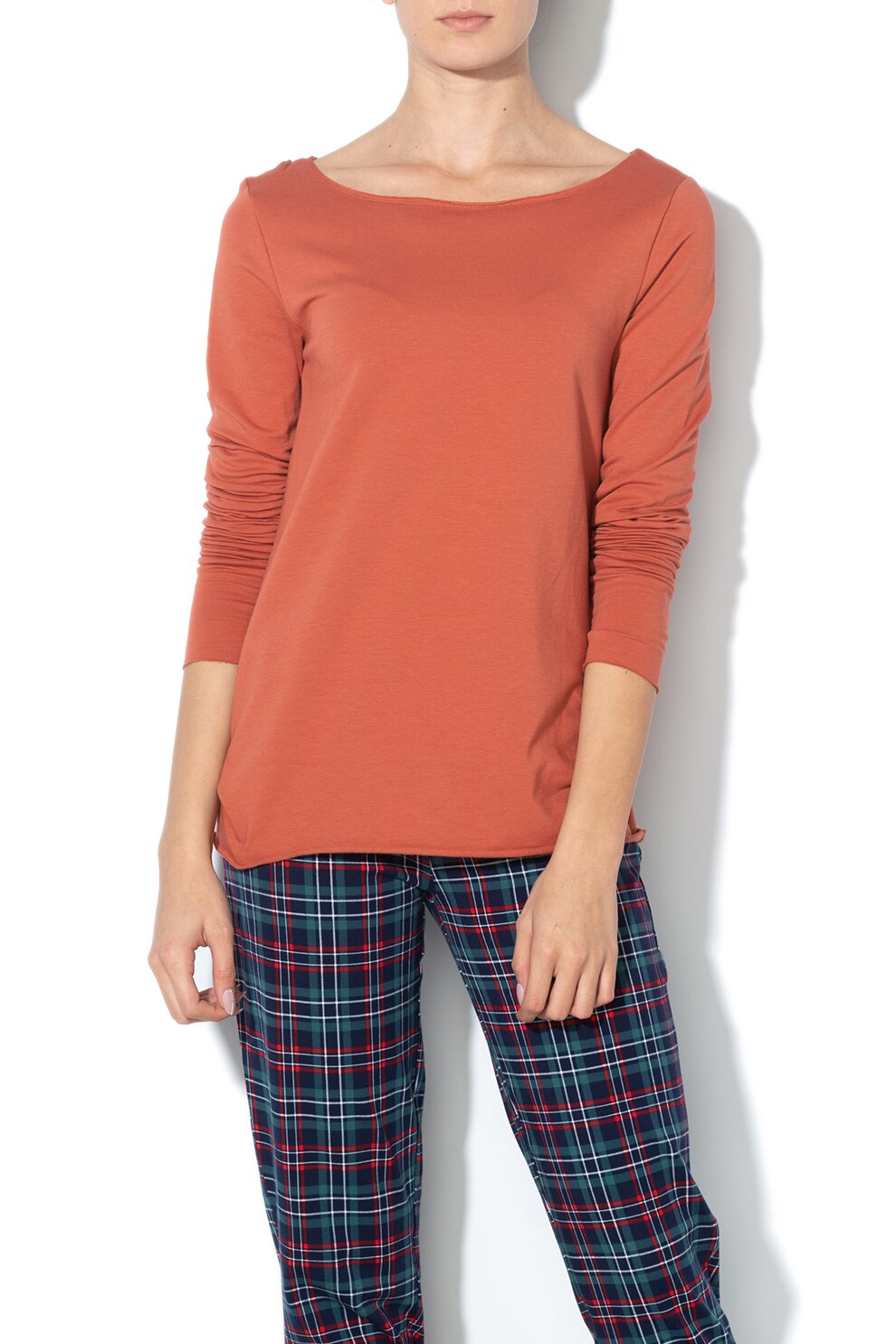 Skiny, Bluza de casa, cu terminatii rasucite, Rosu caramiziu, S