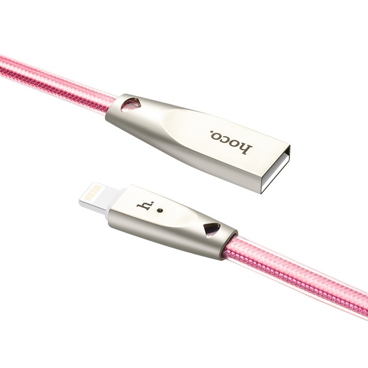 Hoco USB kábel Jelly Knitted U9 Lightning 1,2 méteres rose gold