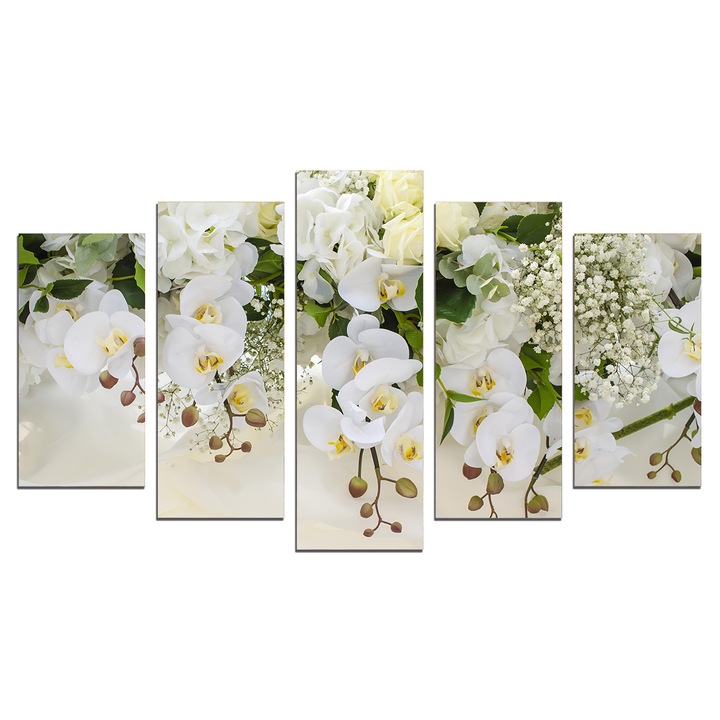 Set Tablouri Multicanvas 5 Piese, Orhidee albe,108х60 cm