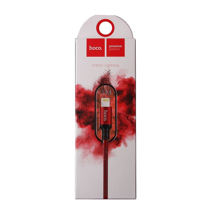 Hoco USB кабел X14 Times Lightning кабел с дължина 2 метра черно-червен