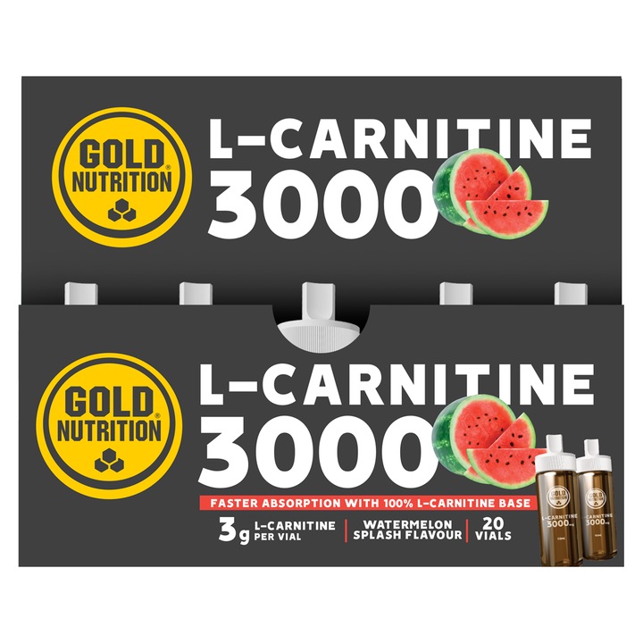 L-carnitina, GoldNutrition, L-carnitine pepene rosu 3000 mg, 20 dz