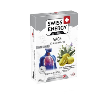 Swiss Energy Pastile pentru Gat cu Salvie + 20 Ierburi Alpine Swiss Energy Pastile pentru Gat cu Salvie + 20 Ierburi Alpine