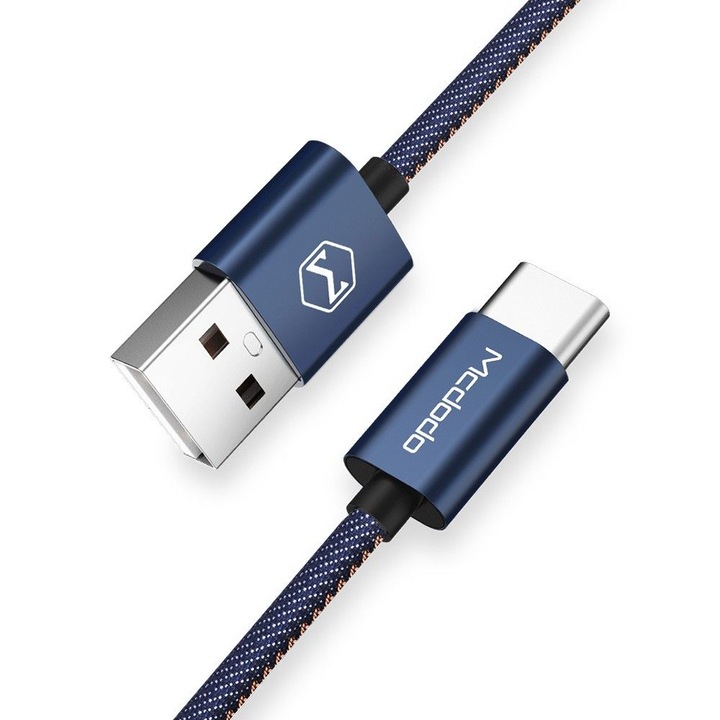 Кабел за данни Type-C, дължина 1M, текстил-деним, тъмносин, BBL1013