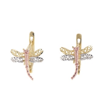 Cercei libelula din aur mixt 14k Cercei libelula din aur mixt 14k