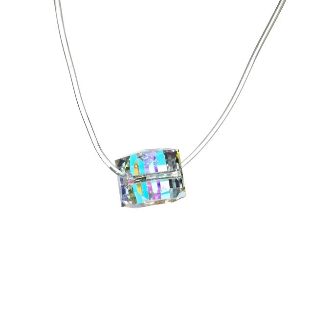 Choker pe fir invizibil cu cristal „Magical cube”, by Crystal4Art