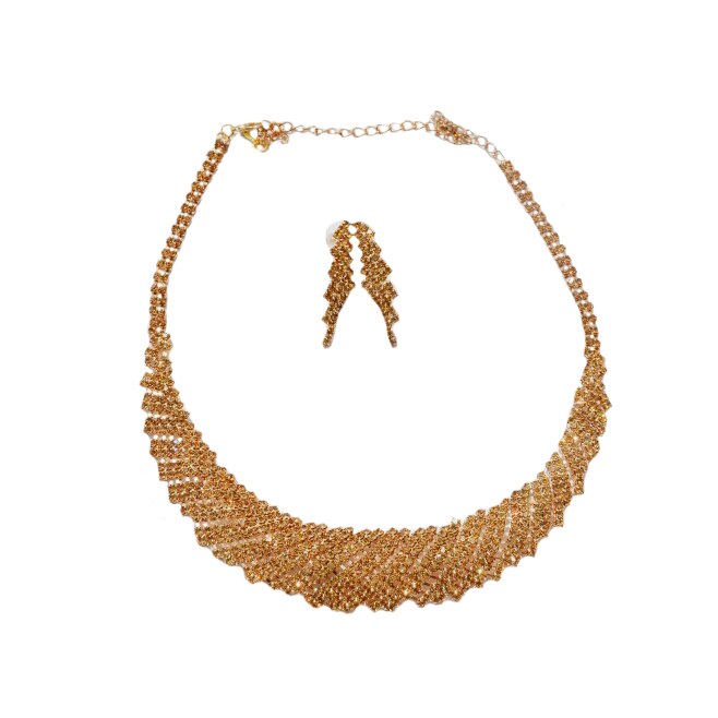 Set elegant de bijuteri,colier oval si cercei forma alungita,D&J Exclussive,auriu