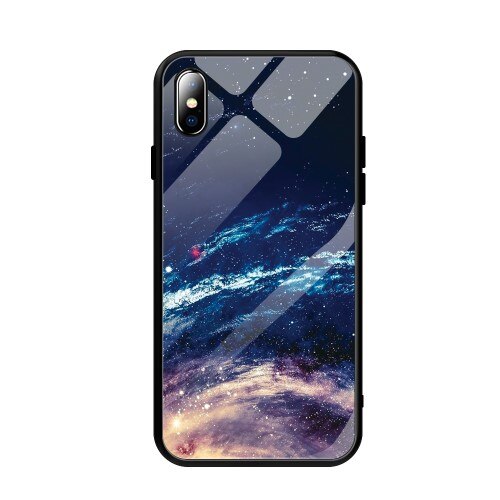 Husa iPhone XS Max Cu Spate Din Sticla Albastra