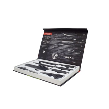 Set 4 cutite bucatarie, negru cu foarfeca si decojitor Set 4 cutite bucatarie, negru cu foarfeca si decojitor
