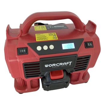 Compresor auto 4 in 1, cu acumulator Worcraft CAC-S20Li, 20V, 11 Bar, LED, lanterna si aspirator Compresor auto 4 in 1, cu acumulator Worcraft CAC-S20Li, 20V, 11 Bar, LED, lanterna si aspirator