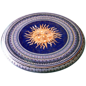 Blat masa din piatra de lava decorat manual, diametru 90 cm, grosime 3 cm Blat masa din piatra de lava decorat manual, diametru 90 cm, grosime 3 cm