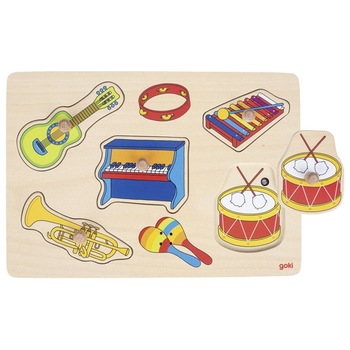 Puzzle cu sunete - Instrumente muzicale, 5 piese cu buton,29.5 x 20.5 x 3.4 cm Puzzle cu sunete - Instrumente muzicale, 5 piese cu buton,29.5 x 20.5 x 3.4 cm