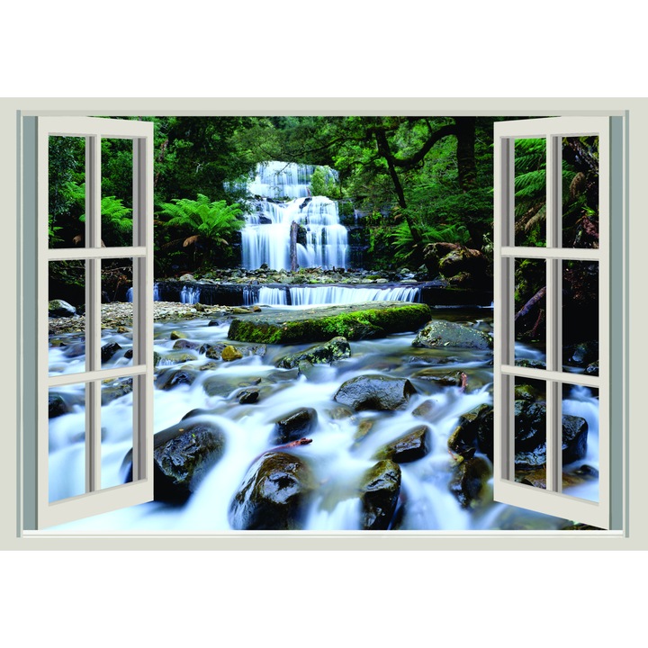 Fereastra 3D - peisaj cascada 1 135 x 90 cm - Autocolant