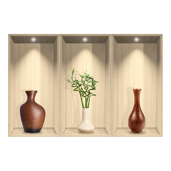Sticker Vaza decorativa cu bambus - iluzie 3D 45X90 cm / buc