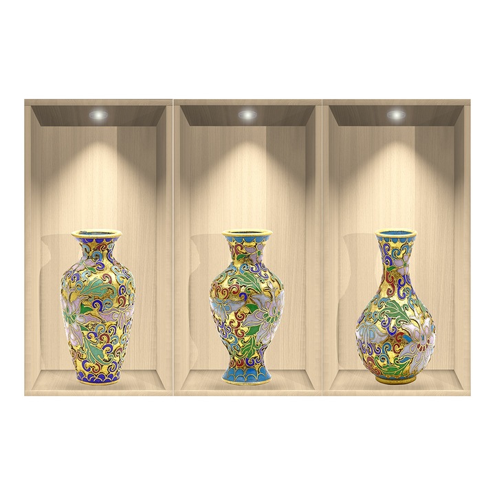 Sticker Vaze decorative - iluzie 3D 45X90 cm / buc
