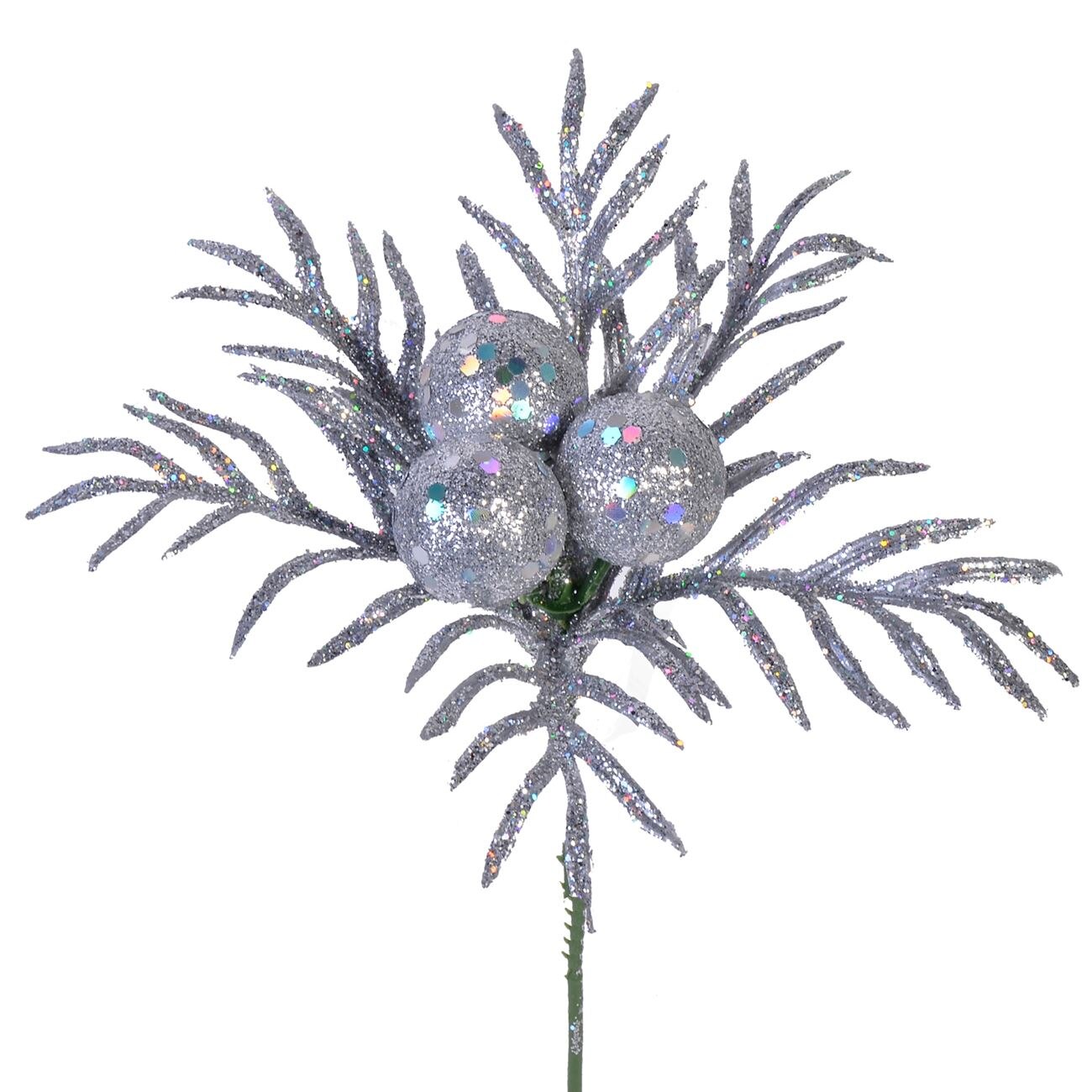 Floare decorativa brad Craciun, South Perfect Decor, 17 cm