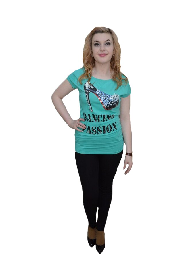 Tricou tineresc, model lung,cu design deosebit,D&J Exclussive, Turcoaz