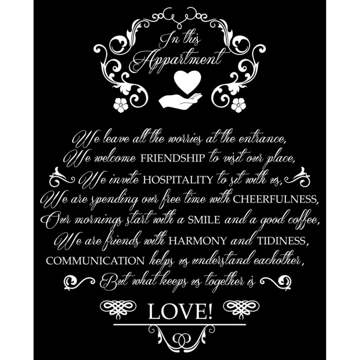 Sticker decorativ, IN THIS APPARTMENT, 94x117 cm, alb, Decostick