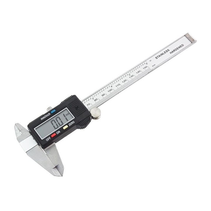 Palmonix digitális tolómérő, fém, LCD kijelzővel, 0-150 mm mérés
