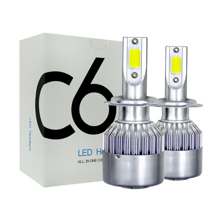 C6 LED Autó Fényszóró Izzó Pár Flexzon H7 Foglalattal - Hidegfehér