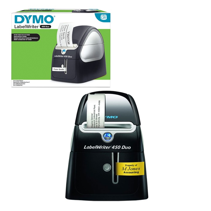 Aparat etichetat DYMO LabelWriter Duo etichete plastic sau hartie imprimanta profesionala cu conectare PC DYMO LW S0838920