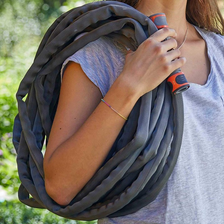 Set furtun textil Gardena Liano, 15 m, adaptor pentru robinet, doi conectori, dus pentru curatare, 18430