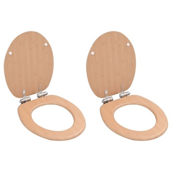 Set 2 capace de WC cu inchidere silentioasa, vidaXL, MDF, model bambus, 42,5 x 35,8 cm, Maro Set 2 capace de WC cu inchidere silentioasa, vidaXL, MDF, model bambus, 42,5 x 35,8 cm, Maro