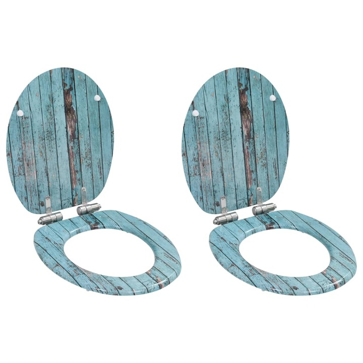 Set 2 capace de WC, vidaXL, MDF, model lemn vechi, 42,5 x 35,8 cm, Gri inchis