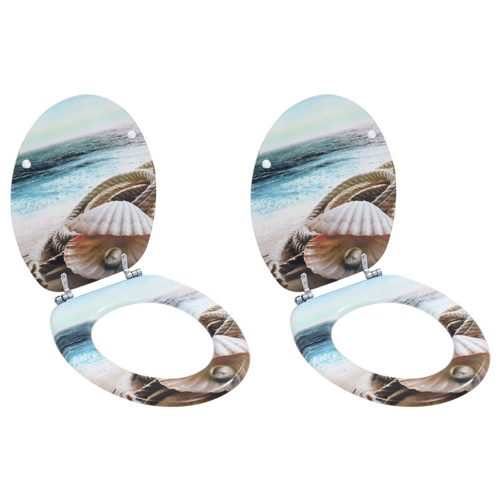 Set 2 capace de WC, vidaXL, MDF, model scoica, 42,5 x 35,8 cm, Multicolor