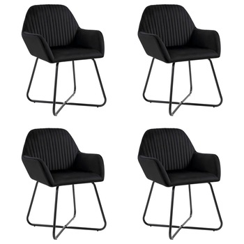 Set de 4 scaune tip fotoliu pentru bucatarie, Catifea, vidaXL, Negru, 61 x 61 x 84 cm