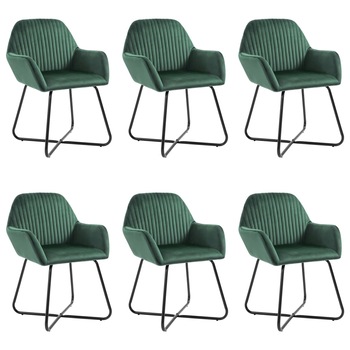 Set de 6 scaune tip fotoliu pentru bucatarie, Catifea, vidaXL, Verde, 61 x 61 x 84 cm Set de 6 scaune tip fotoliu pentru bucatarie, Catifea, vidaXL, Verde, 61 x 61 x 84 cm