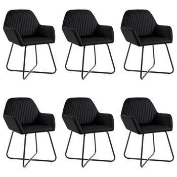 Set de 6 scaune tip fotoliu pentru bucatarie, Catifea, vidaXL, Negru, 61 x 61 x 84 cm