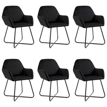 Set de 6 scaune tip fotoliu pentru bucatarie, Catifea, vidaXL, Negru, 61 x 61 x 84 cm Set de 6 scaune tip fotoliu pentru bucatarie, Catifea, vidaXL, Negru, 61 x 61 x 84 cm