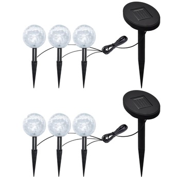 Set de 6 lampi de gradina, cu panouri solare, vidaXL, Sticla, 9,5 cm, 1.2 V, Alb Set de 6 lampi de gradina, cu panouri solare, vidaXL, Sticla, 9,5 cm, 1.2 V, Alb