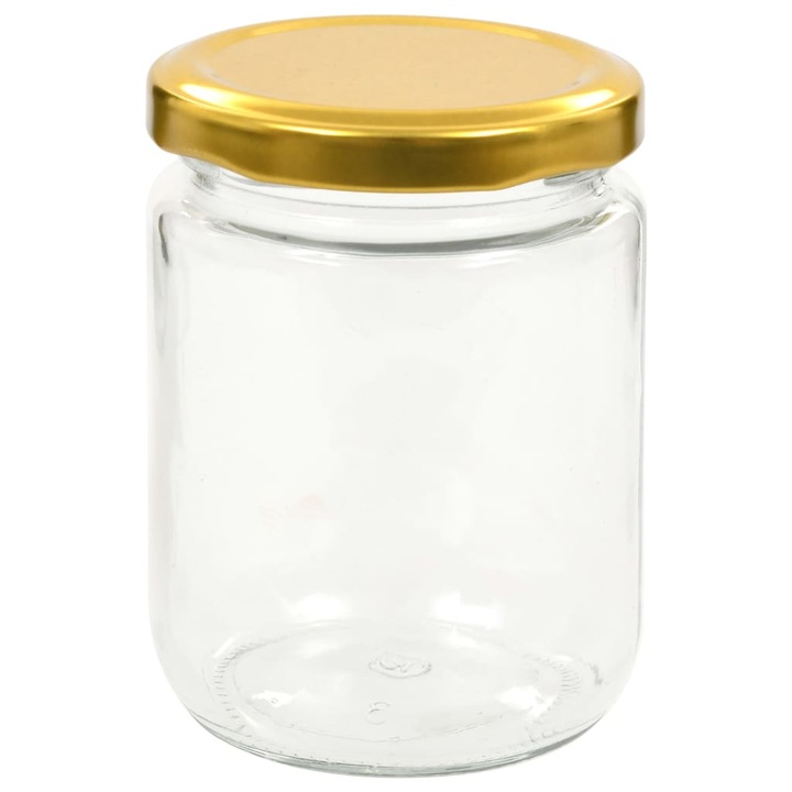 Set 96 Borcan de sticla pentru gem vidaXL, Sticla, 6.5 x 9 cm, Auriu