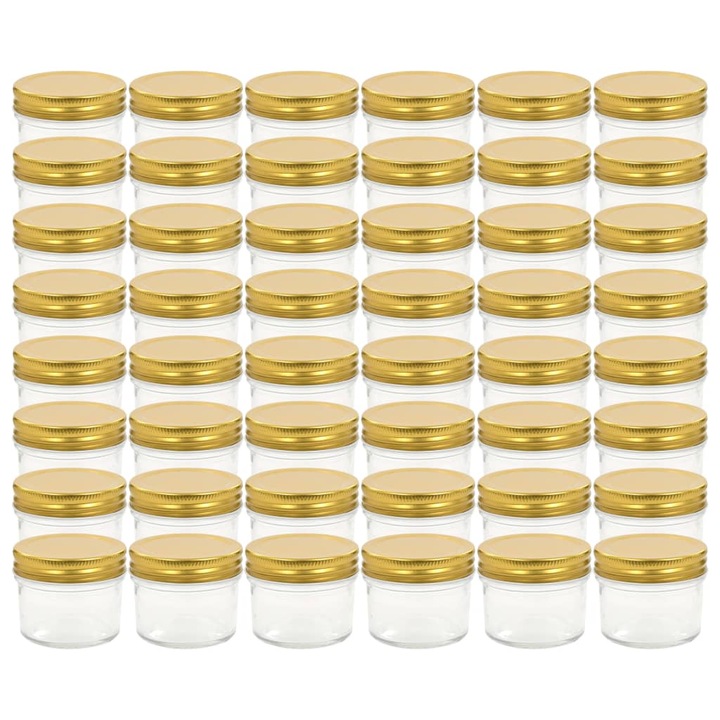 vidaXL 48 db 110 ml-es befőttesüveg aranyszínű tetővel 50796