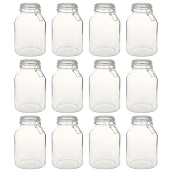 Set 12 borcane de sticla cu inchidere ermetica, vidaXL, Sticla, 3L, Transparent Set 12 borcane de sticla cu inchidere ermetica, vidaXL, Sticla, 3L, Transparent
