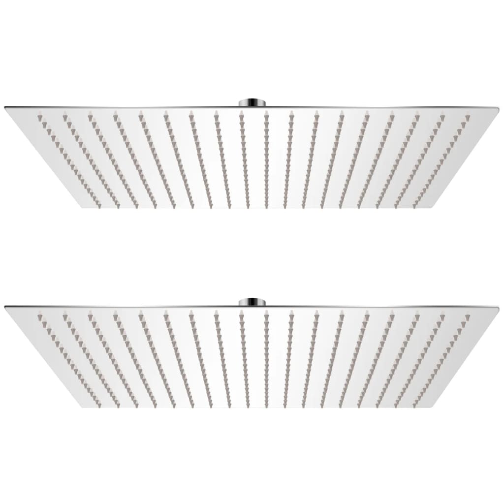 Set 2 bucati para dus tip ploaie, vidaXL, otel inoxidabil, 50 x 50 cm, Argintiu