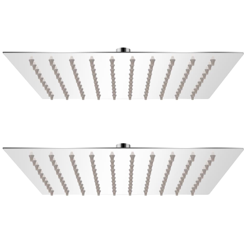 Set 2 bucati para dus tip ploaie, vidaXL, otel inoxidabil, 20 x 20 cm, Argintiu