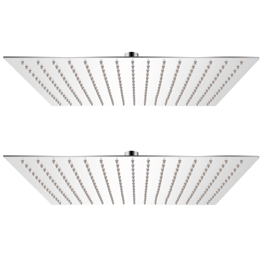 Set 2 bucati para dus tip ploaie, vidaXL, otel inoxidabil, 40 x 40 cm, Argintiu