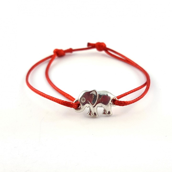 Személyre szabott piros zsinór karkötő Ezüst Elefánt 6017235 Dras
