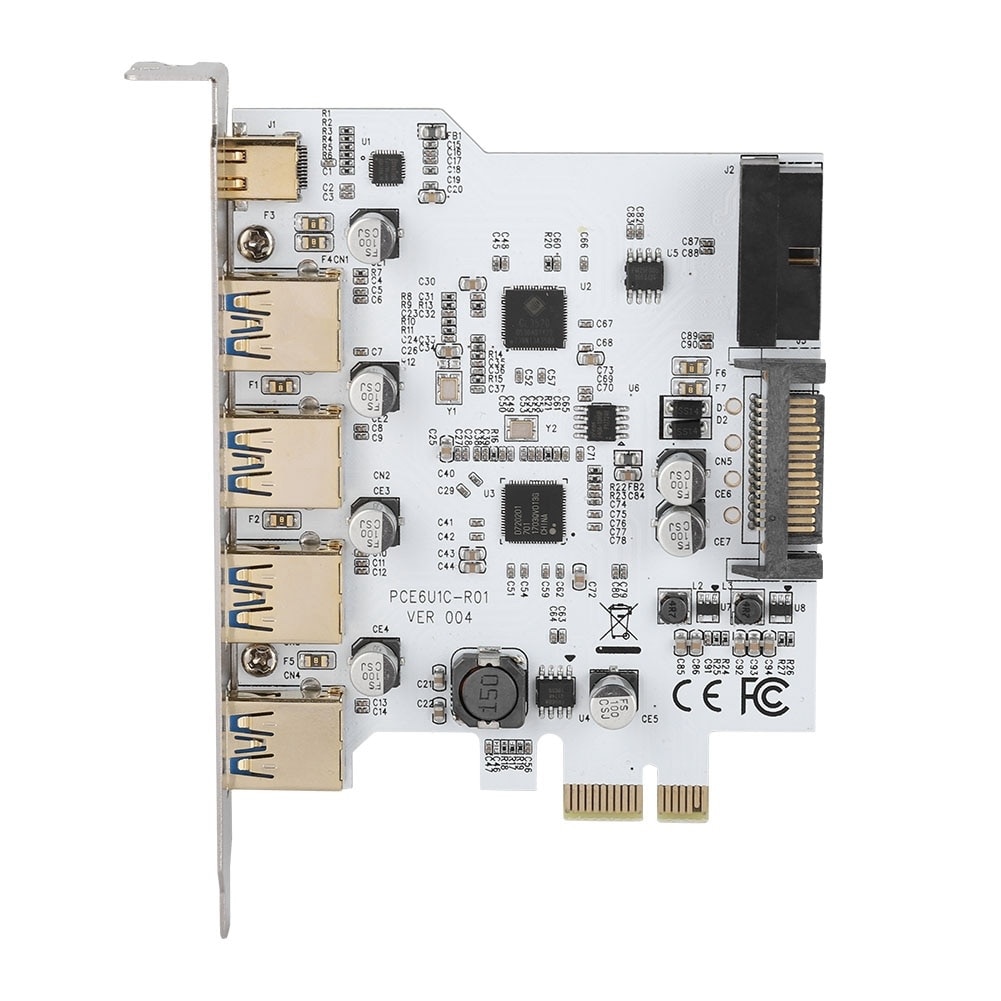 Adaptor, Placa PCI-E 1x la USB3.0 4-Port, TYPE-C 1-Port